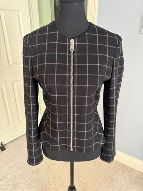 Theory Black Jacket with Pink Windowpane Grid